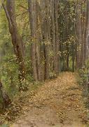 Paul Raud a road in park oil painting on canvas